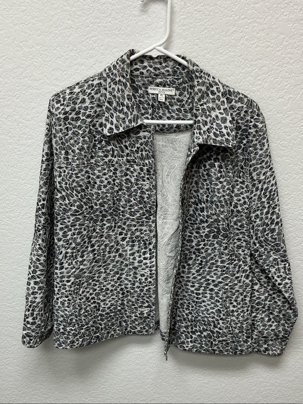 Rebecca Malone Black & White Printed Jean Jacket